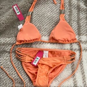Orange Strappy Bikini Set